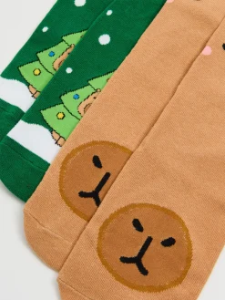Cropp Akcesoria Świąteczne|Skarpety, Rajstopy*2 pack świątecznych skarpet z kapibarą