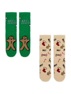 Cropp Akcesoria Świąteczne|Skarpety, Rajstopy*2 pack świątecznych skarpet w pierniczki