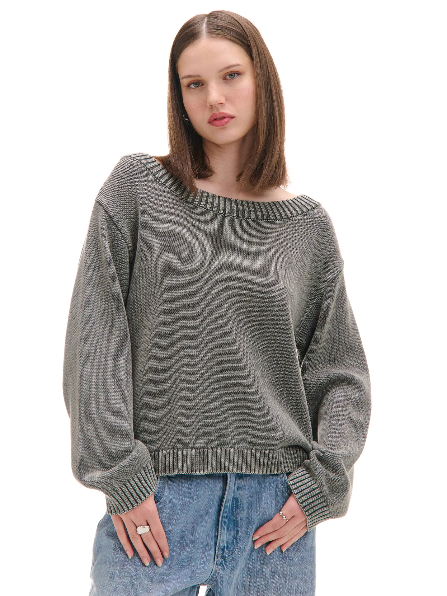 Cropp Swetry*Antracytowy sweter z odkrytymi ramionami