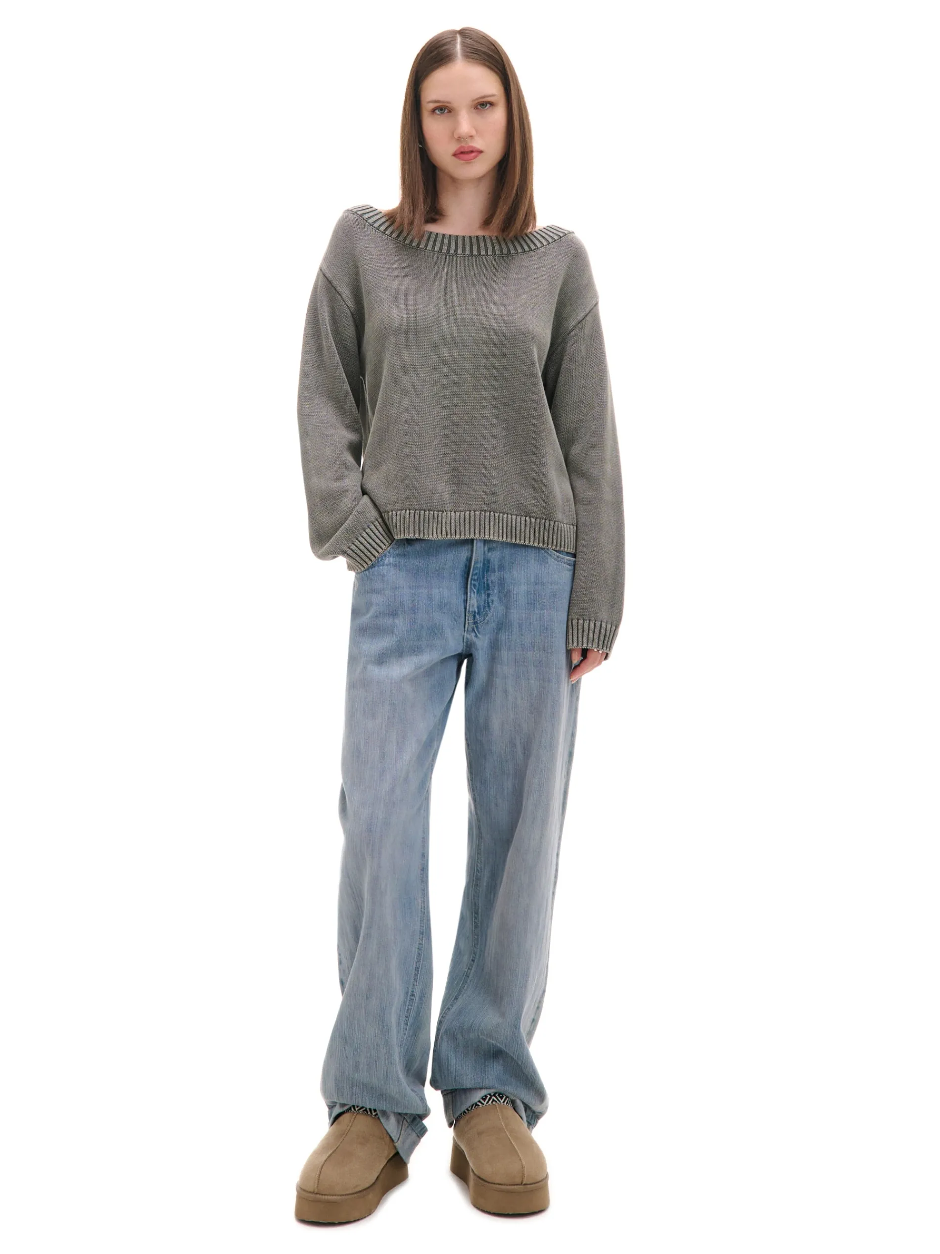 Cropp Swetry*Antracytowy sweter z odkrytymi ramionami