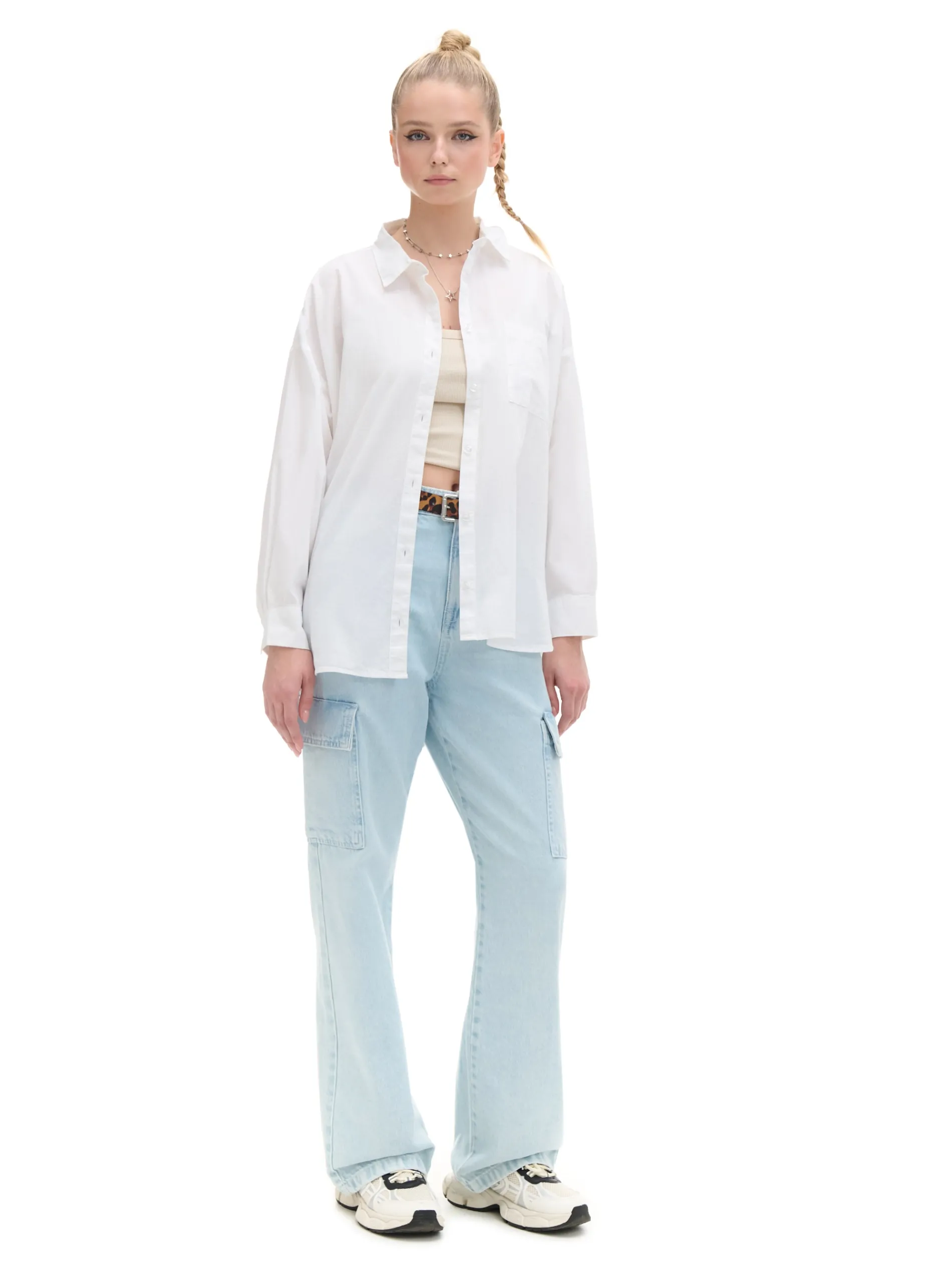 Cropp Koszule, Bluzki*Bawełniana biała koszula oversize