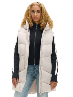 Cropp Kurtki, Płaszcze*Beżowa kamizelka puffer z kapturem