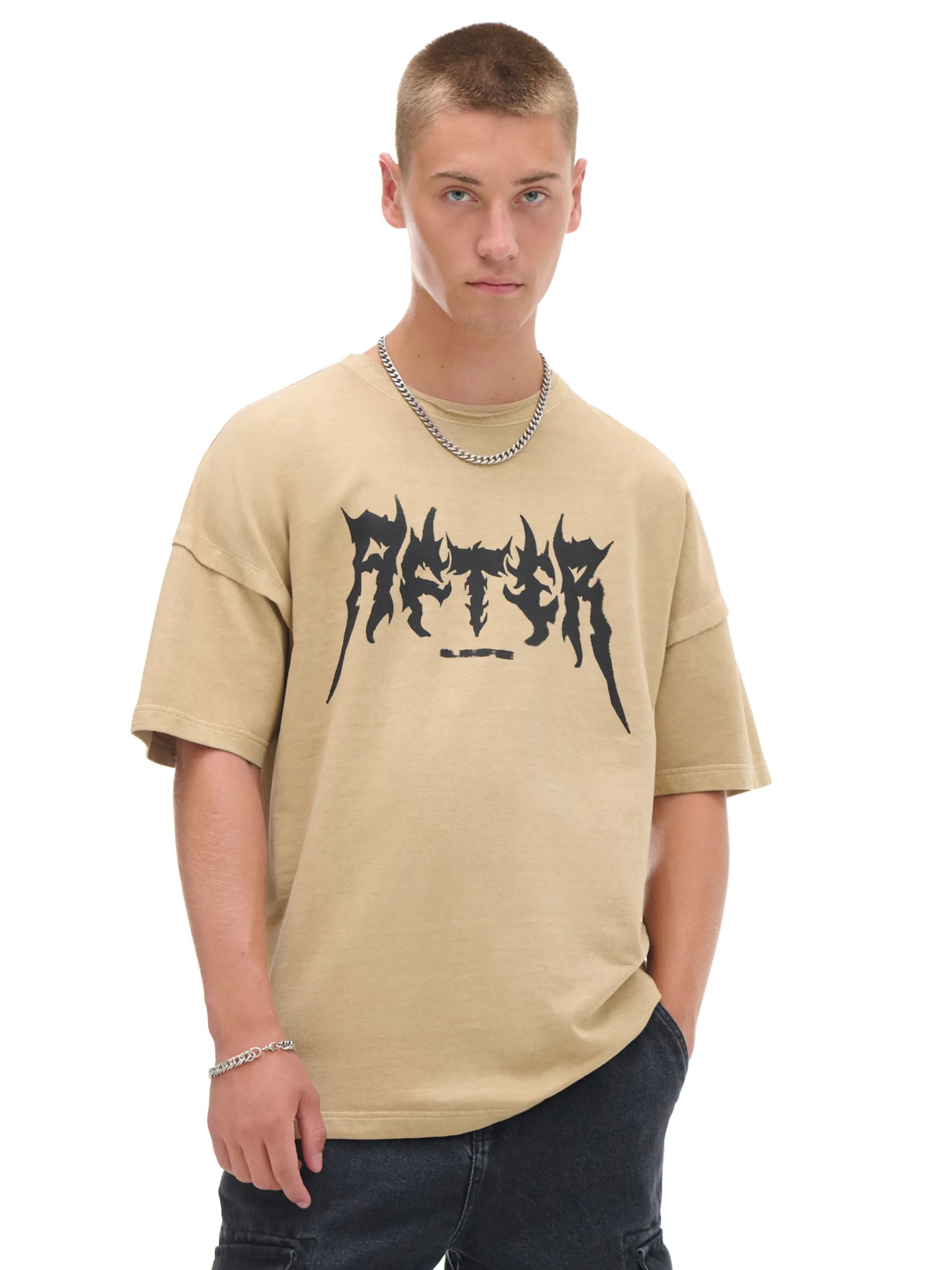 Cropp Koszulki*Beżowa koszulka z nadrukiem