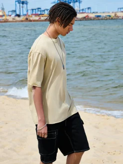 Cropp Koszulki*Beżowa koszulka z surowym wykończeniem