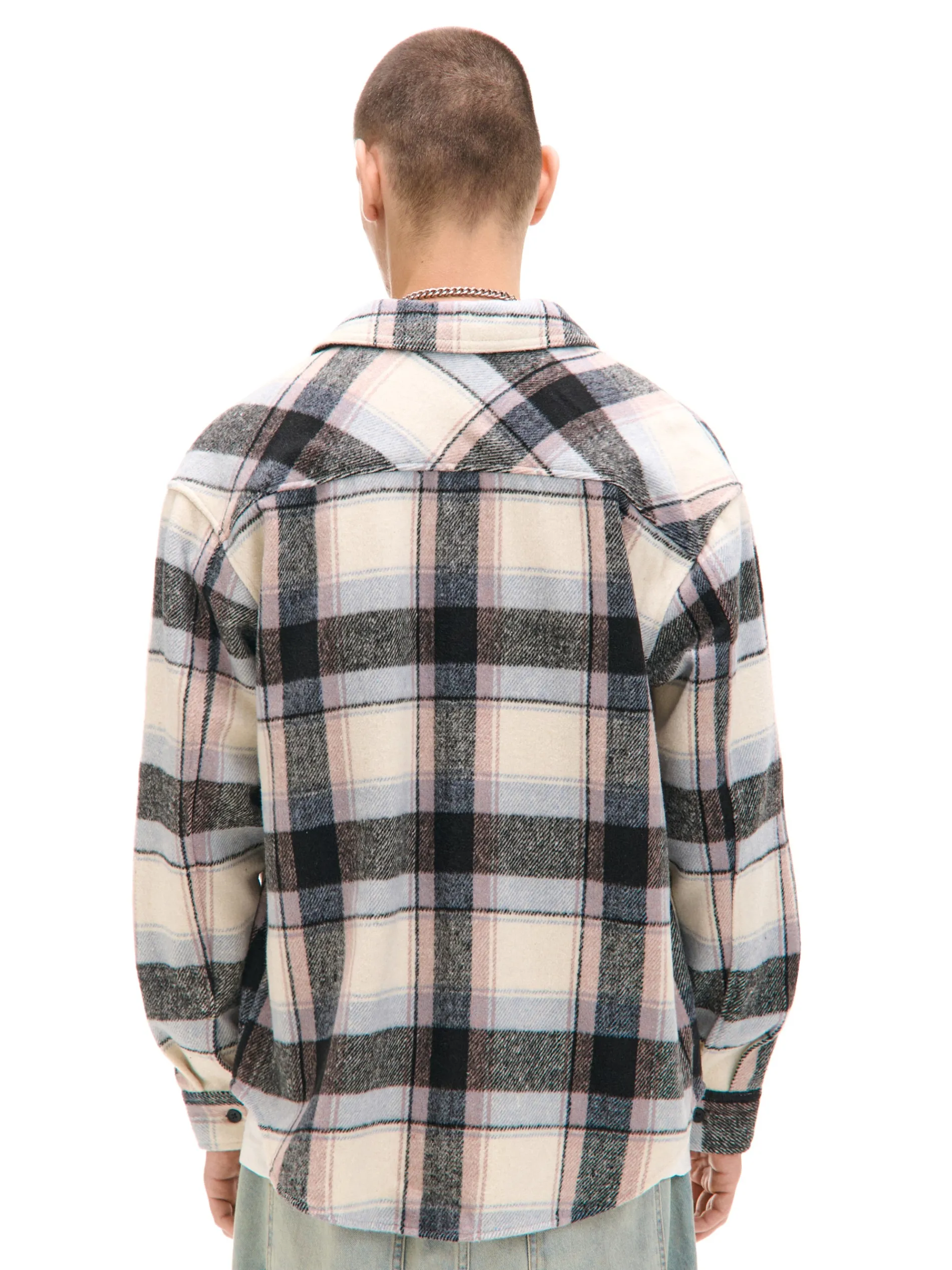 Cropp Koszule*Beżowa kraciasta koszula z domieszką wełny