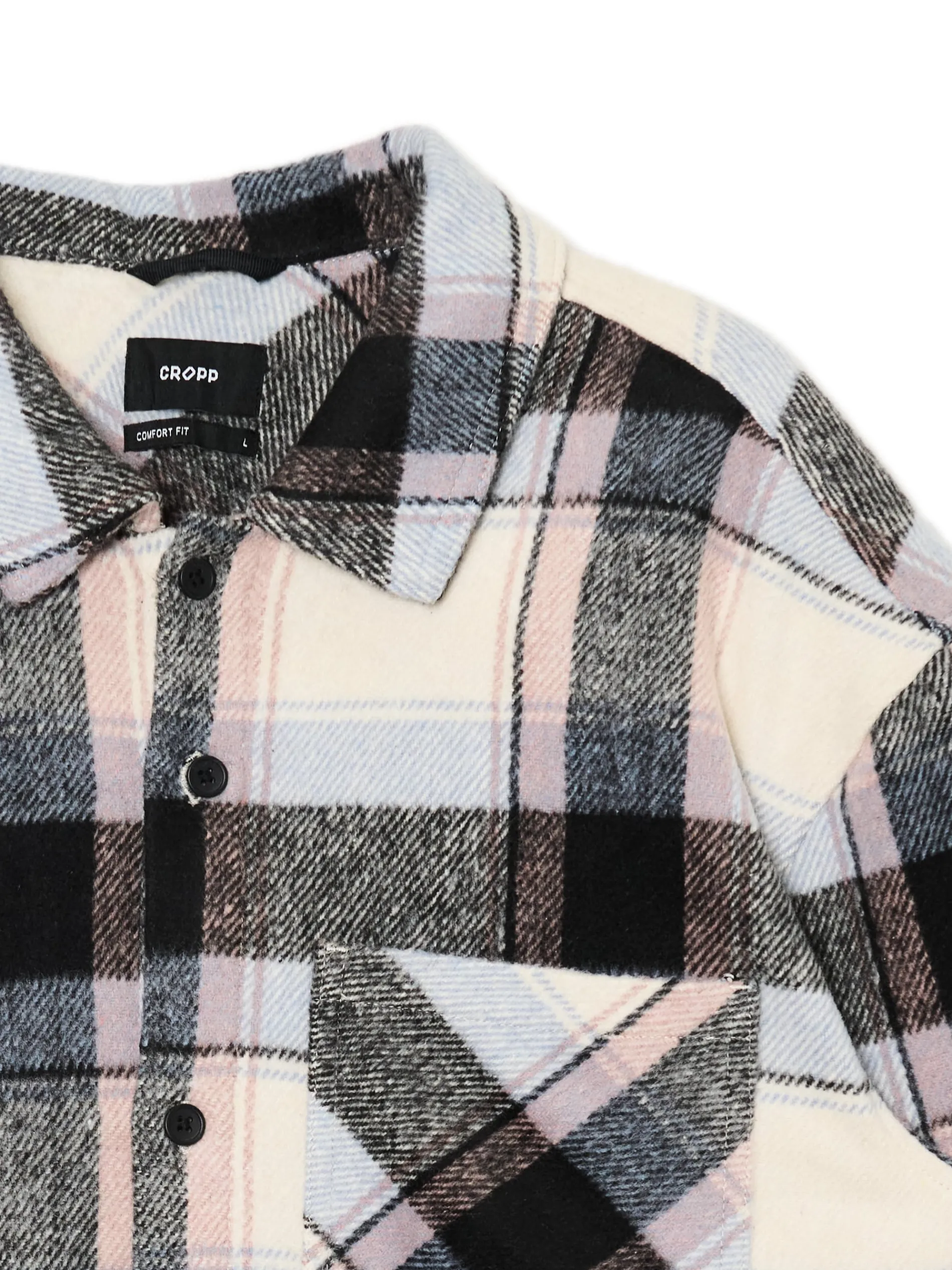 Cropp Koszule*Beżowa kraciasta koszula z domieszką wełny