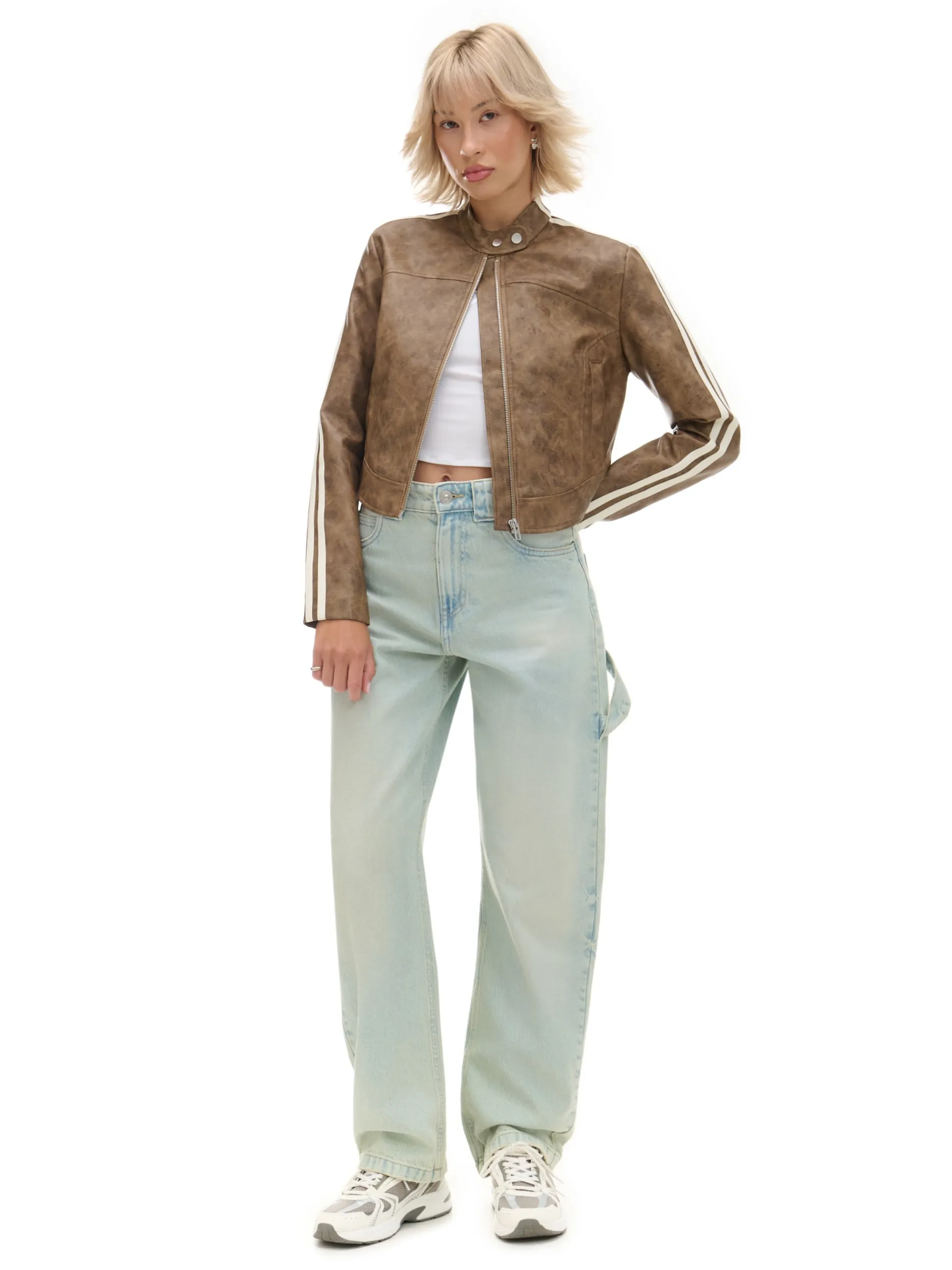 Cropp Kurtki, Płaszcze*Beżowa kurtka biker