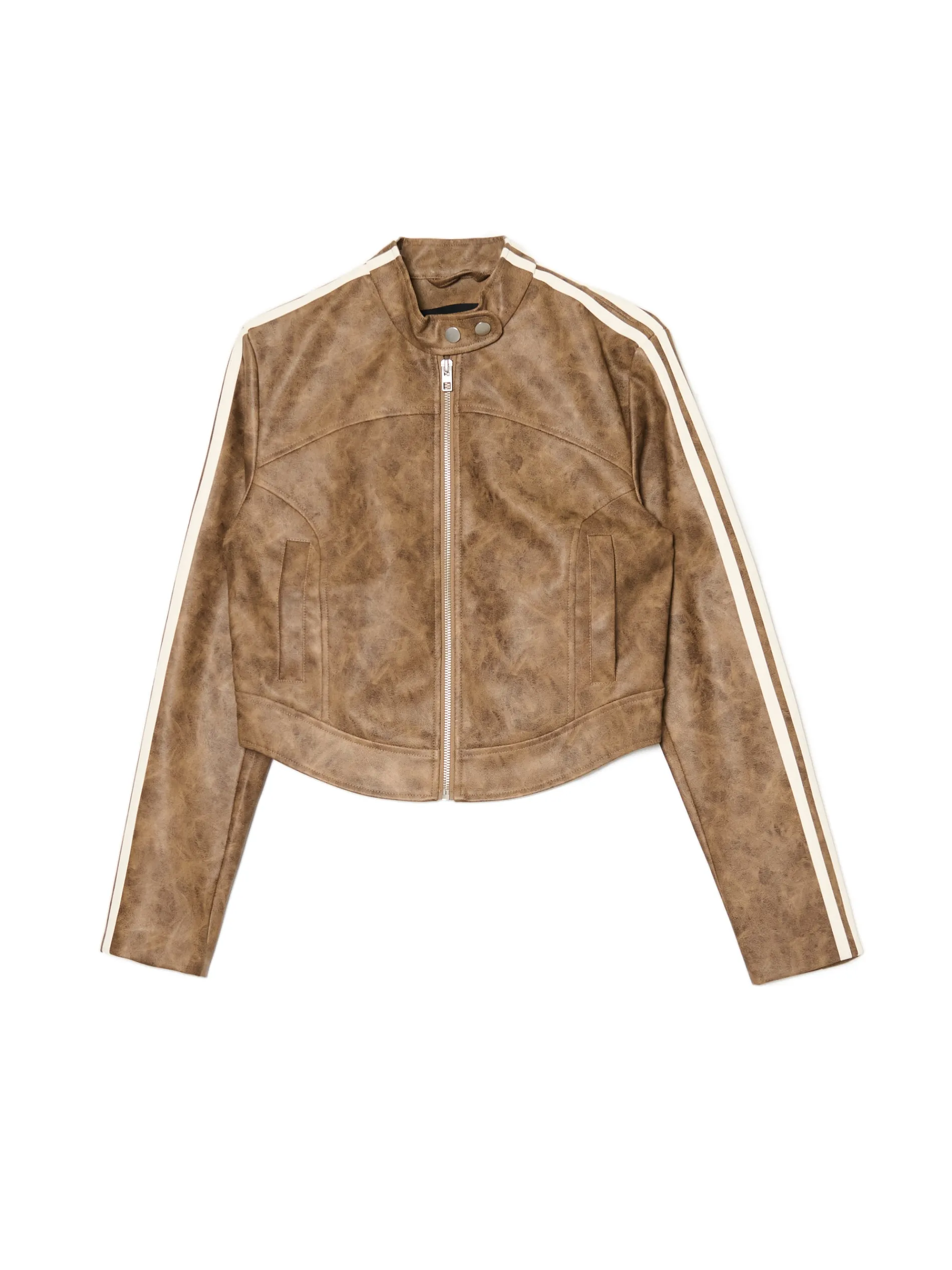 Cropp Kurtki, Płaszcze*Beżowa kurtka biker