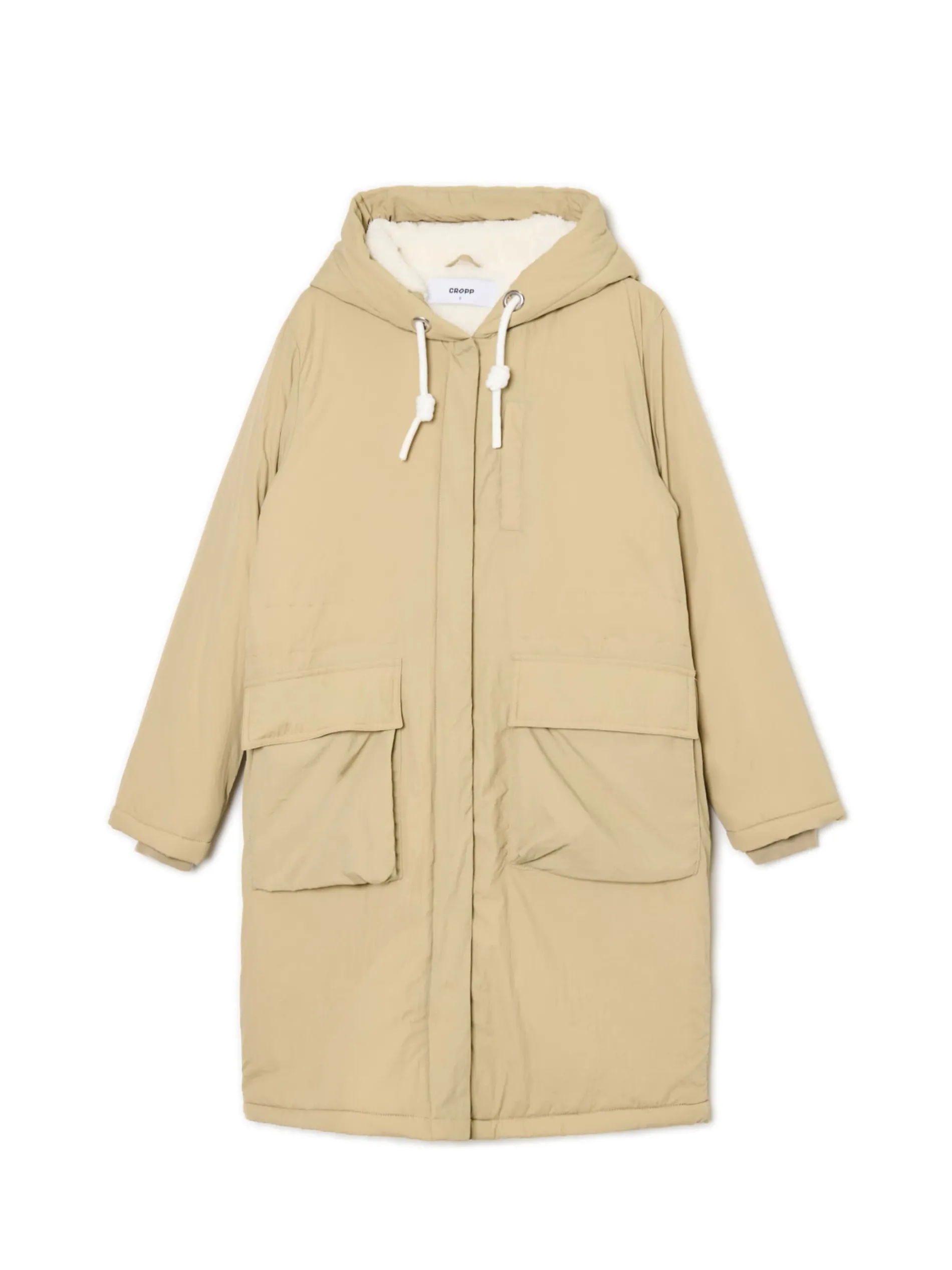 Cropp Kurtki, Płaszcze|Kożuszki, Futerka*Beżowa parka z kapturem