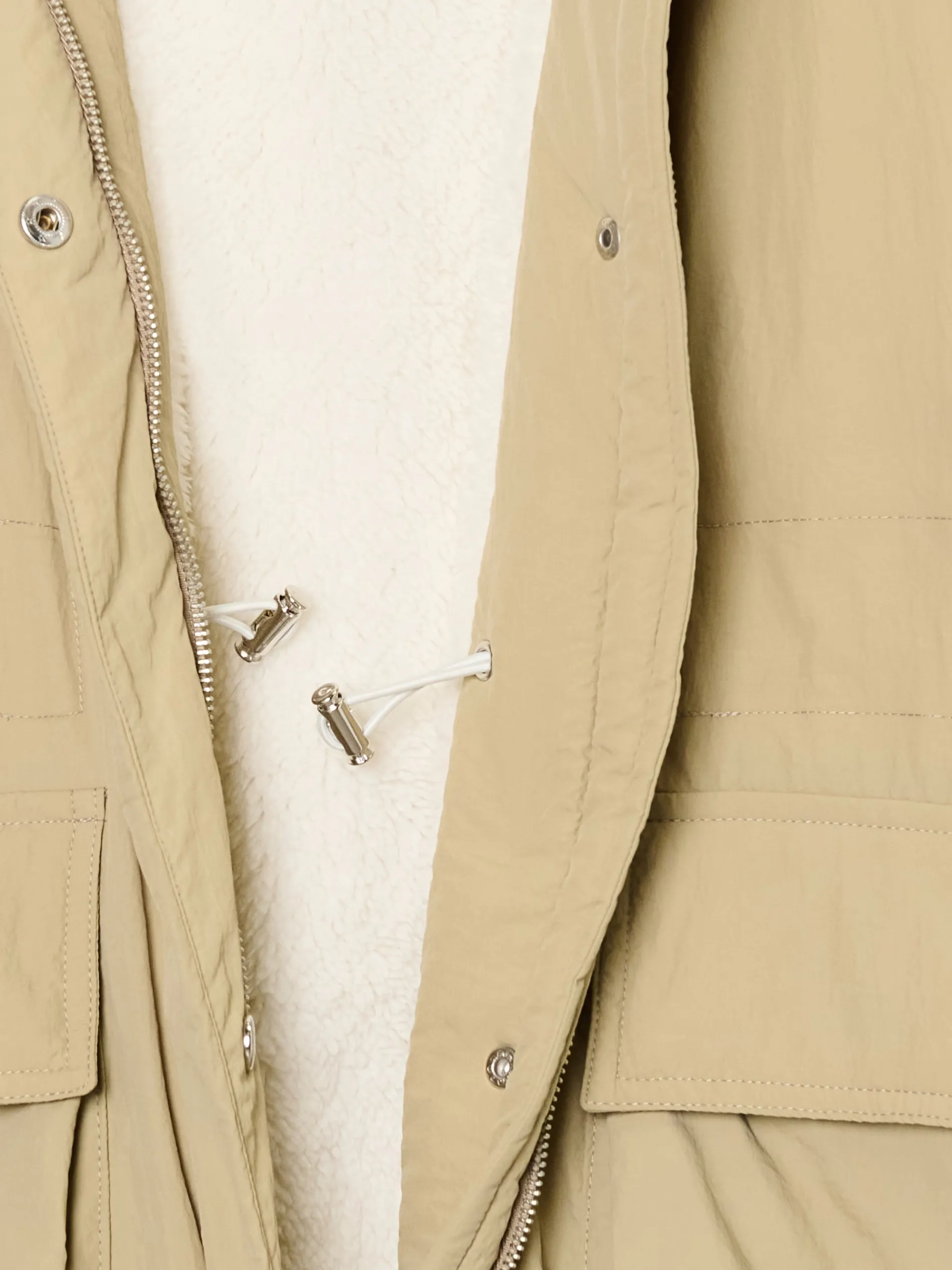 Cropp Kurtki, Płaszcze|Kożuszki, Futerka*Beżowa parka z kapturem