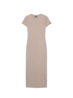 Cropp Sukienki, Kombinezony*Beżowa sukienka maxi z krótkim rękawem