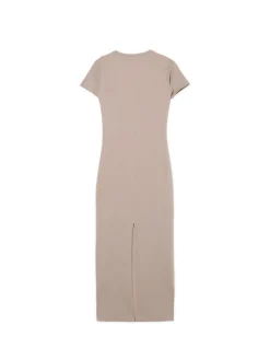 Cropp Sukienki, Kombinezony*Beżowa sukienka maxi z krótkim rękawem