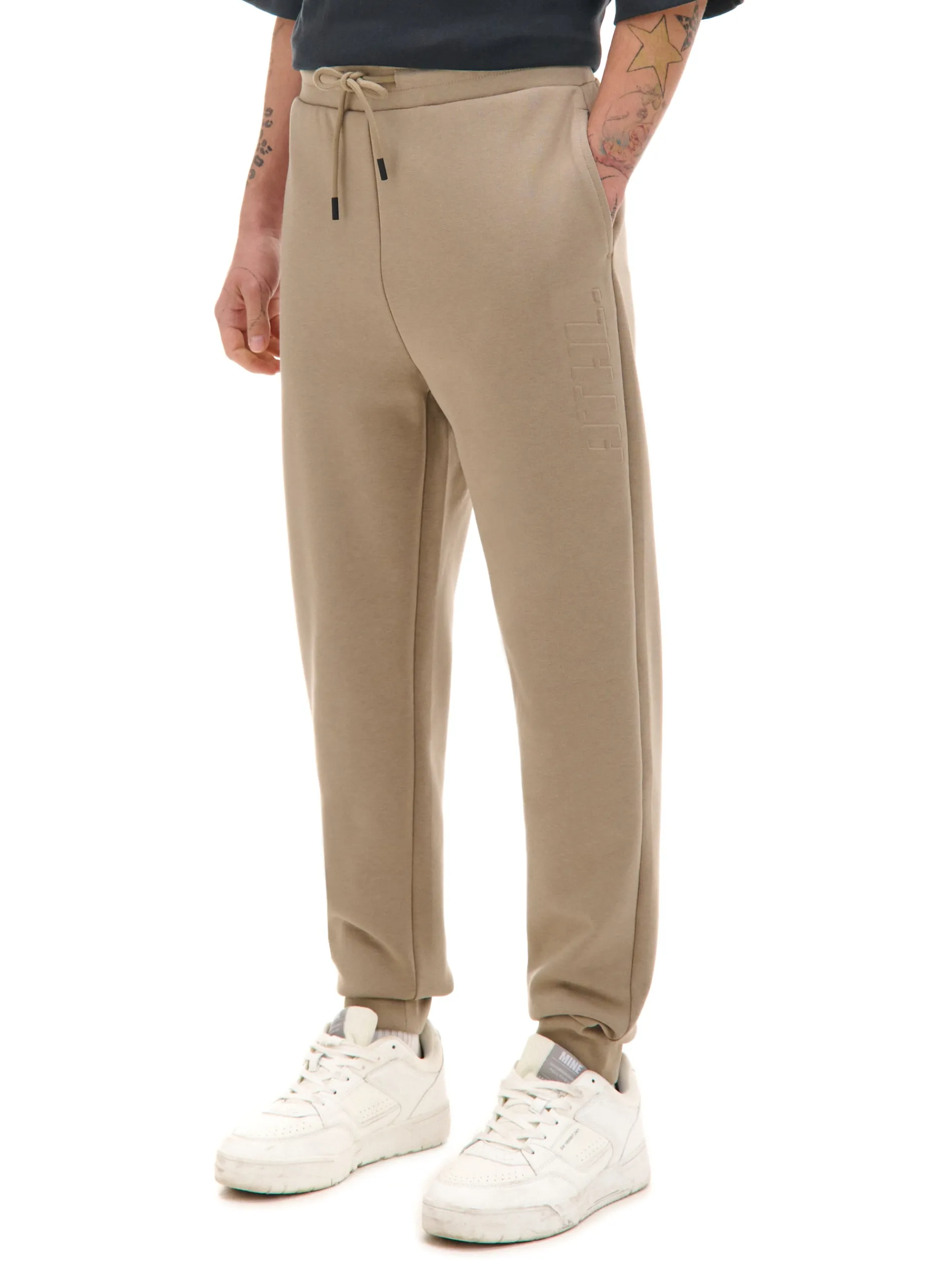 Cropp Spodnie*Beżowe dresowe joggery regular