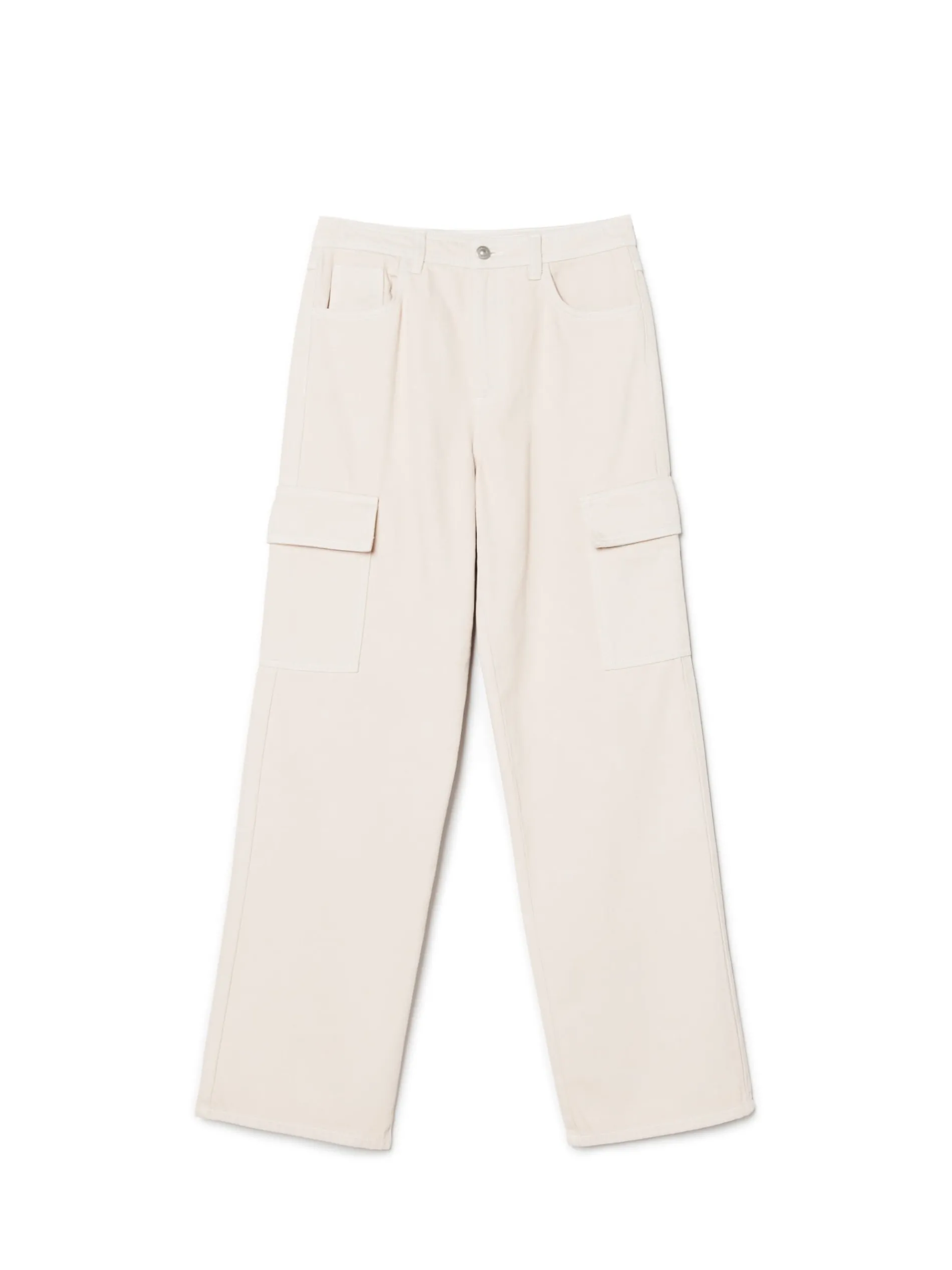 Cropp Jeansy*Beżowe jeansy cargo straight