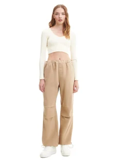 Cropp Jeansy*Beżowe jeansy parachute