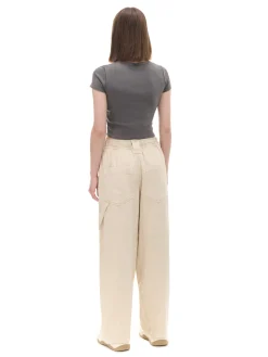 Cropp Spodnie*Beżowe spodnie baggy z wysokim stanem
