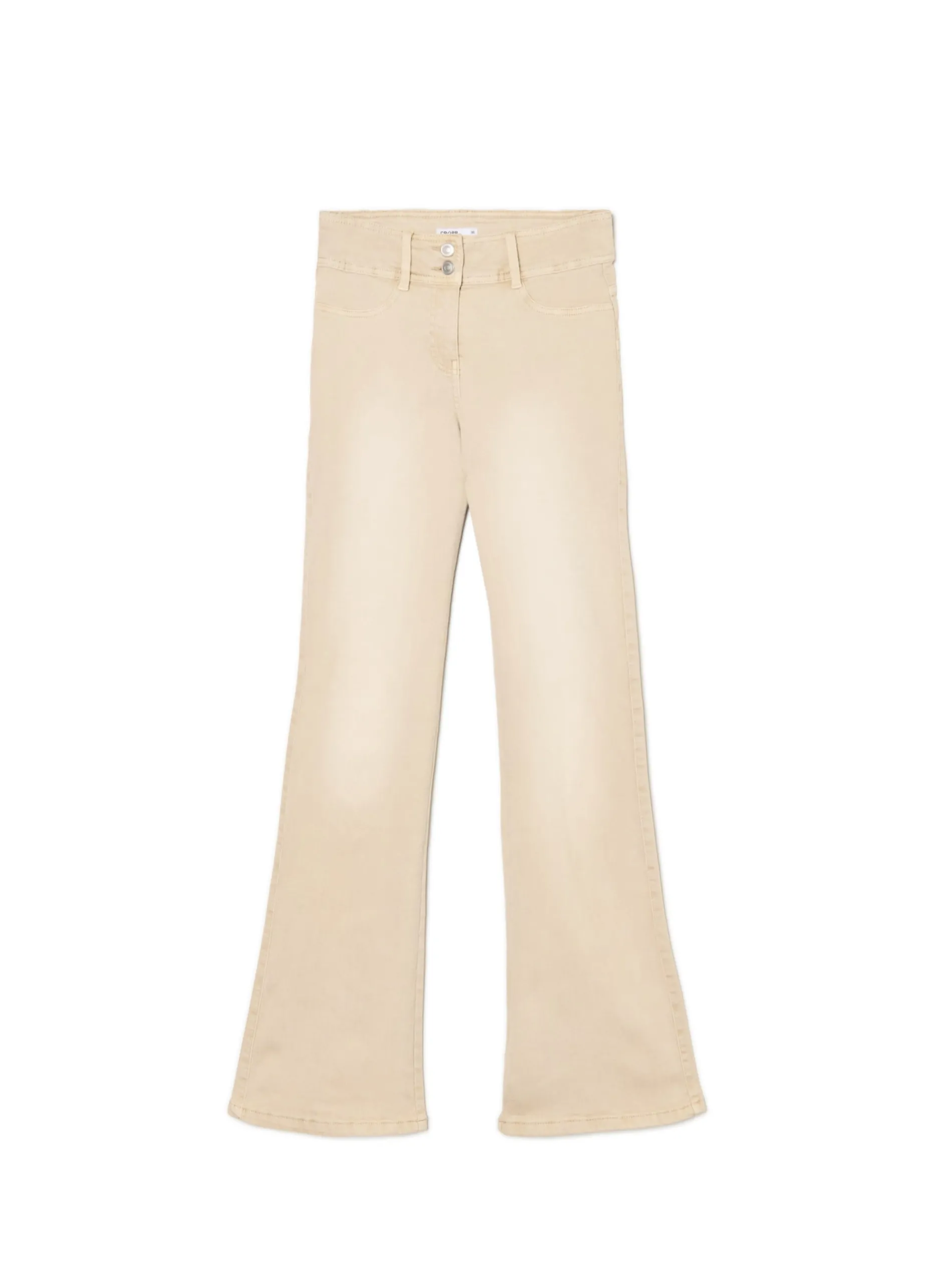 Cropp Spodnie*Beżowe spodnie flare z efektem sprania