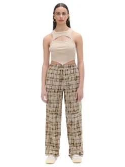 Cropp Spodnie*Beżowe spodnie w marmurkową kratę