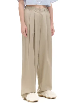 Cropp Spodnie*Beżowe spodnie wide leg