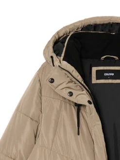 Cropp Kurtki, Płaszcze*Beżowy płaszcz z kapturem