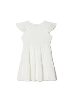 Cropp Sukienki, Kombinezony*Biała ażurowa sukienka mini