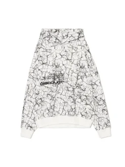 Cropp Bluzy*Biała bluza hoodie z nadrukiem all over