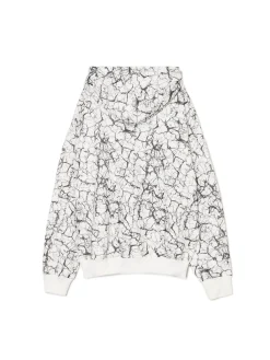 Cropp Bluzy*Biała bluza hoodie z nadrukiem all over