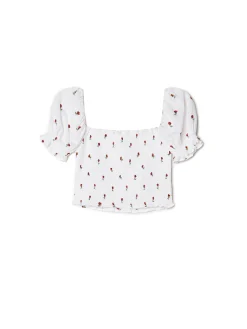 Cropp Koszule, Bluzki*Biała bluzka crop top w kwiaty