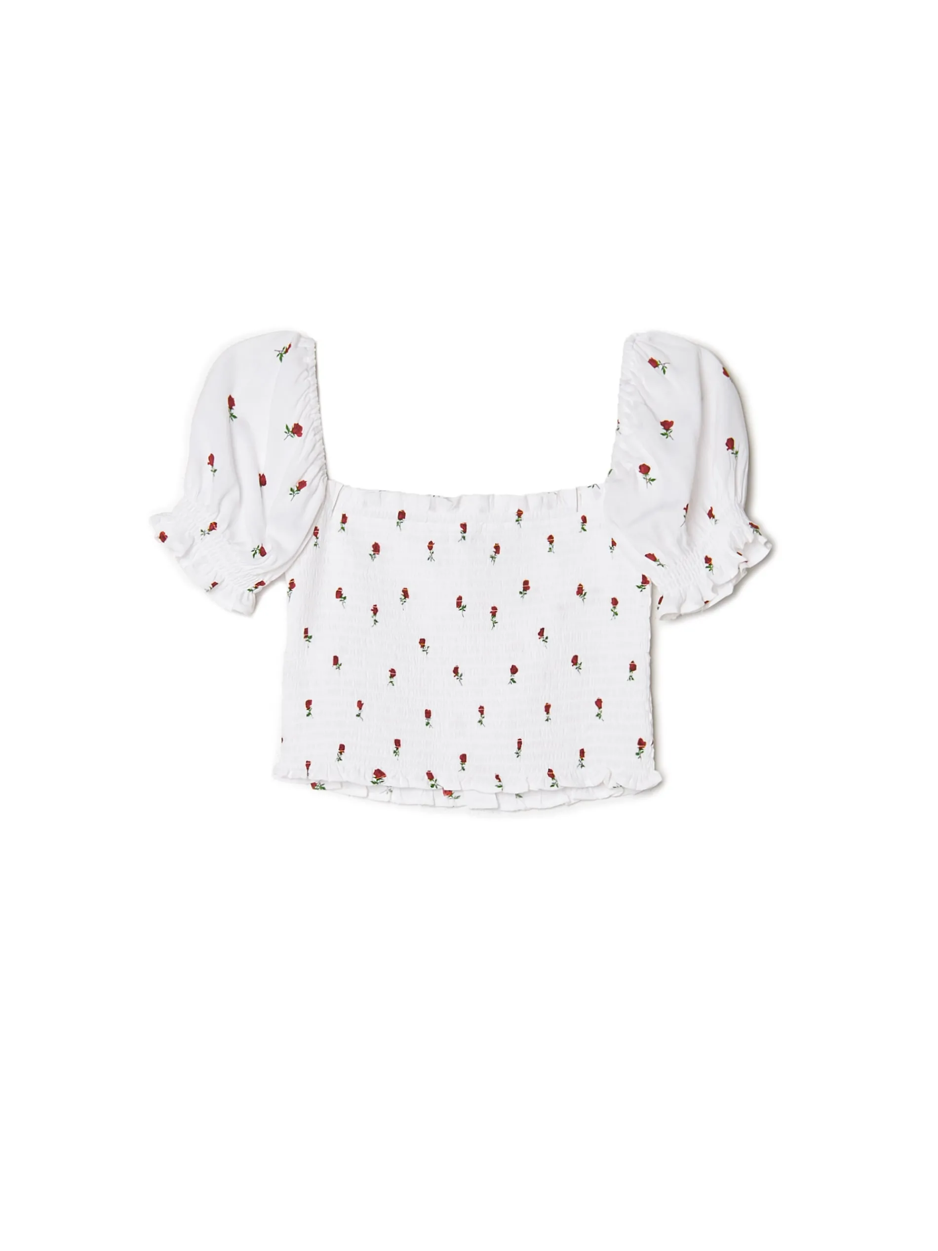 Cropp Koszule, Bluzki*Biała bluzka crop top w kwiaty