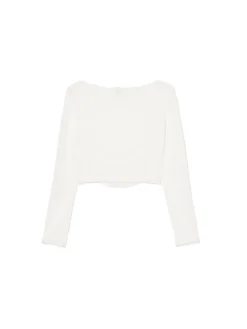 Cropp Koszulki, Topy*Biała bluzka z ozdobnym marszczeniem