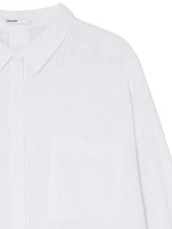 Cropp Koszule, Bluzki*Biała koszula oversize z rustykalną strukturą
