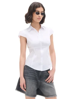 Cropp Koszule, Bluzki*Biała koszula z krótkim rękawem