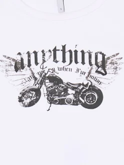 Cropp Koszulki, Topy*Biała koszulka z motocyklem