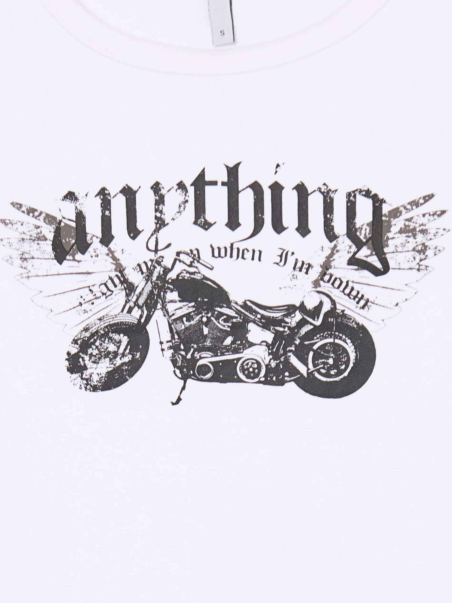 Cropp Koszulki, Topy*Biała koszulka z motocyklem