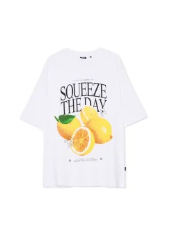 Cropp Koszulki*Biała koszulka z motywem cytryn