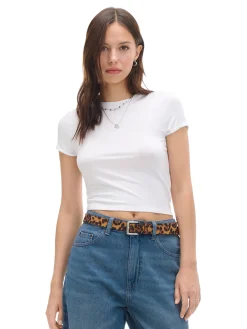 Cropp Koszulki, Topy*Biała koszulka z wiskozą