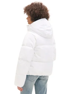 Cropp Kurtki, Płaszcze*Biała pikowana kurtka z kapturem