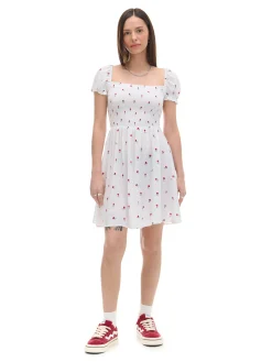 Cropp Sukienki, Kombinezony*Biała sukienka mini z bufiastymi rękawami