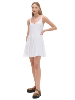 Cropp Sukienki, Kombinezony*Biała sukienka na ramiączkach