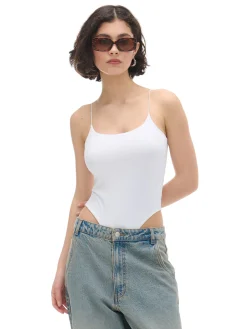 Cropp Koszulki, Topy*Białe body na ramiączkach