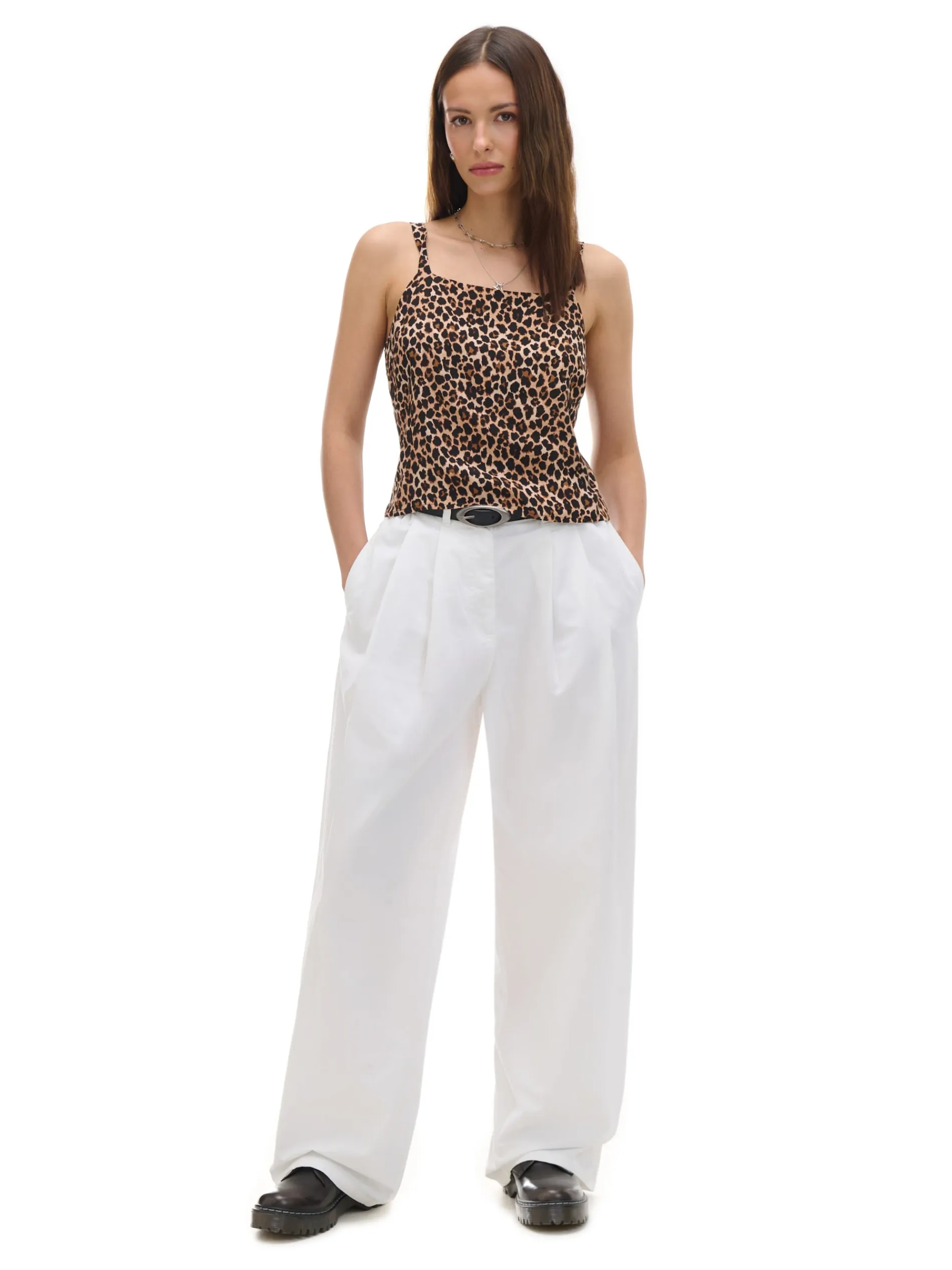 Cropp Spodnie*Białe spodnie wide leg