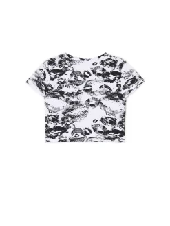 Cropp Koszulki, Topy*Biało-czarna koszulka z motywem ust