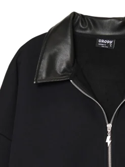 Cropp Bluzy*Bluza ze skórzanym kołnierzykiem