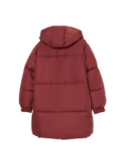Cropp Kurtki, Płaszcze*Bordowy pikowany płaszcz z kapturem
