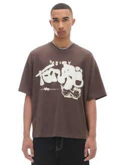 Cropp Koszulki*Brązowa koszulka z nadrukiem i aplikacją