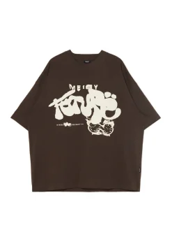 Cropp Koszulki*Brązowa koszulka z nadrukiem i aplikacją