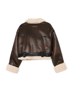 Cropp Kożuszki, Futerka|Kurtki, Płaszcze*Brązowa kurtka z imitacji skóry