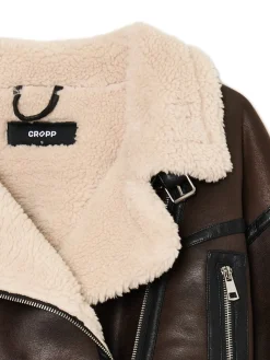 Cropp Kożuszki, Futerka|Kurtki, Płaszcze*Brązowa kurtka z imitacji skóry