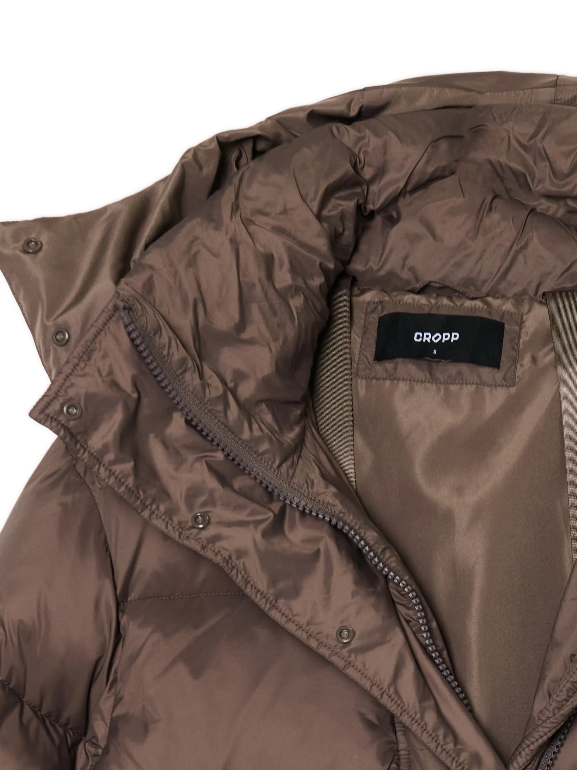 Cropp Kurtki, Płaszcze*Brązowa pikowana kurtka z kapturem