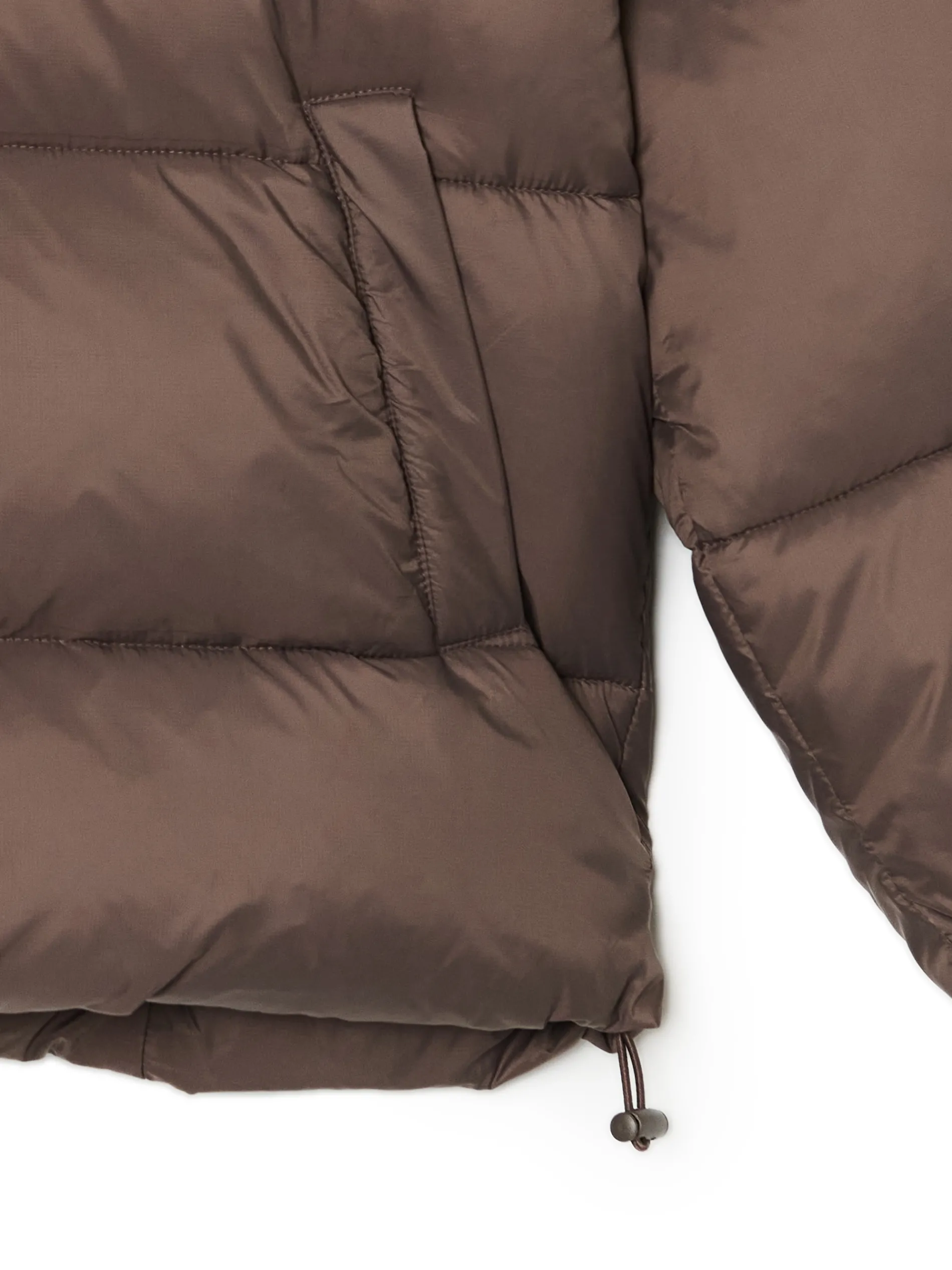 Cropp Kurtki, Płaszcze*Brązowa pikowana kurtka z kapturem